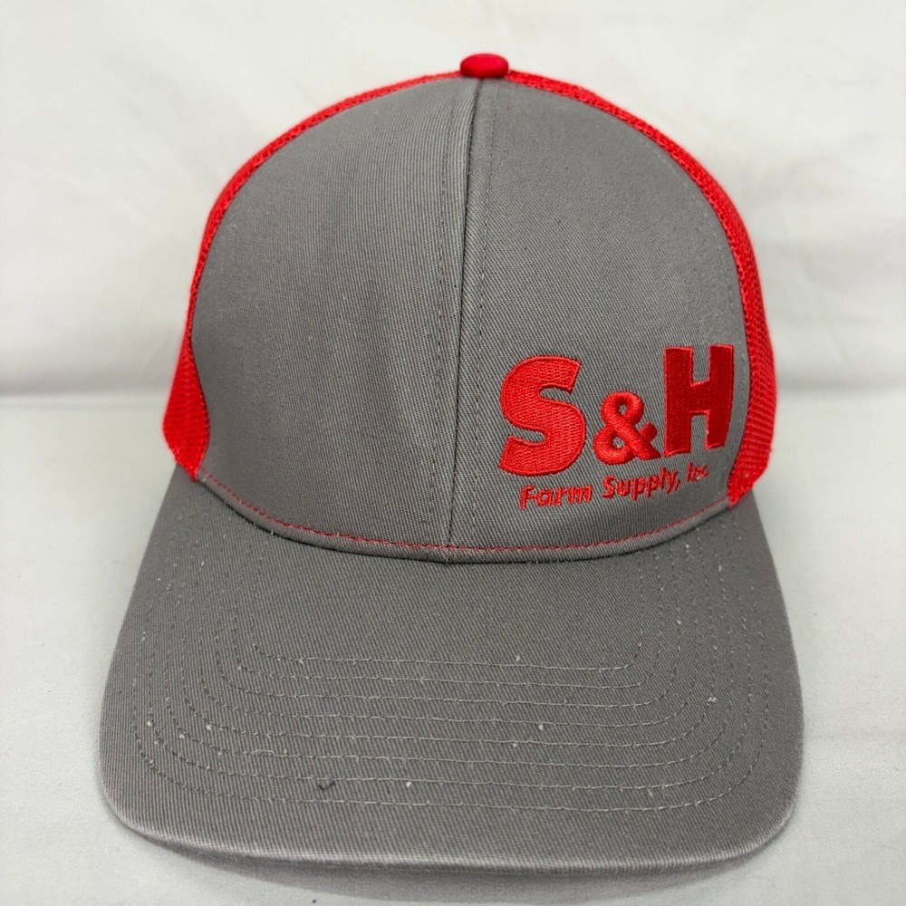 Unbranded Trucker Hat S&H Farm Supply Mens OSFM Grey Red Snapback Mesh Cap
